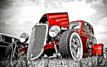 Hot Rod 61c, custom, hot rod, car, red HD wallpaper