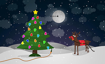 Holidays, Santa Claus, Moon, Christmas, Flight, Christmas Tree, Garland, Deer, Wire, Garlands, Sleigh, Sledge HD wallpaper