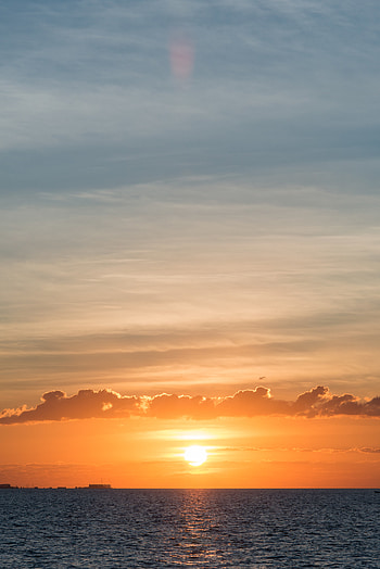Nature, Sunset, Sky, Sun, Horizon, Glare HD phone wallpaper