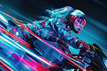 Riding The Winds Kinetic Biker Girl Scifi, scifi, biker, artist, artwork, digital-art HD wallpaper