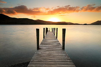 Nature, Water, Sunset, Lake, Pier HD wallpaper