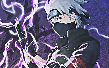 Kakashi Hatake, purple lightings, Naruto characters, Sharingan, battle, Hatake Kakashi, manga, Naruto, Kakashi Hatake Naruto HD wallpaper
