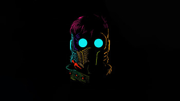 Star Lord Mask Close Up, star-lord, superheroes, artwork, art, digital-art, black, dark HD wallpaper