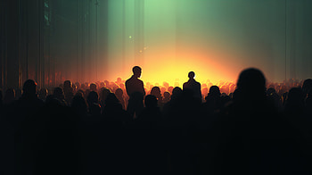 Following the Crowd: A Striking Ultra, npc, crowd, silhouette, light HD wallpaper