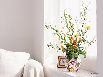 Floral Brights, chair, white, room, window, floral, vase, sill, wild, spring, piture, bright, flowers, dainty, sun HD wallpaper
