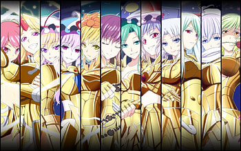 Touhou Warriors, kamishirasawa keine, yagokoro eirin, saigyouji yuyuko, armor, toramaru shou, hoshiguma yuugi, hijiri byakuren, onozuka komachi, anime, yakumo yukari, remilia scarlet, touhou, kazami yuuka, letty whiterock, mima, warriors HD wallpaper