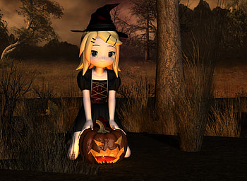 Cute Witch, halloween, cute, 3d, witch HD wallpaper