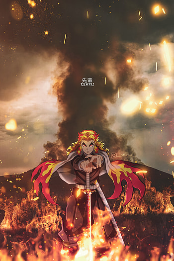Rengoku , aesthetic, demonslayer, fire, anime HD phone wallpaper