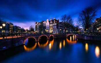 Amsterdam Bridge Street Light Long Exposure , amsterdam, world, bridge, long-exposure, graphy, reflection, sky, blue HD wallpaper