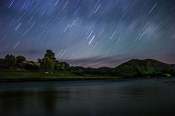 Starry night, lake, nature, Colorado HD wallpaper