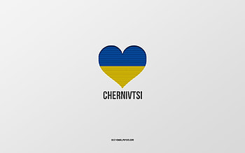 I Love Chernivtsi, Ukrainian cities, Day of Chernivtsi, gray background, Chernivtsi, Ukraine, Ukrainian flag heart, favorite cities, Love Chernivtsi HD wallpaper
