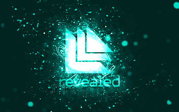 Revealed Recordings turquoise logo, , turquoise neon lights, creative, turquoise abstract background, Revealed Recordings logo, music labels, Revealed Recordings HD wallpaper