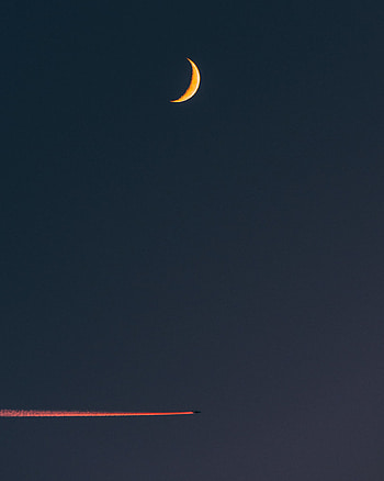 Sky, Moon, Minimalism, Plane, Airplane HD phone wallpaper