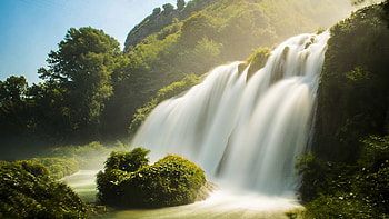 Waterfall, Foam, Greenery, Nature, Tree, Waterfalls HD wallpaper
