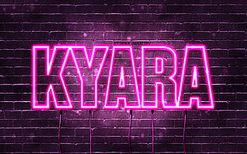 Kyara, , with names, female names, Kyara name, purple neon lights, Kyara Birtay, Happy Birtay Kyara, popular italian female names, with Kyara name HD wallpaper