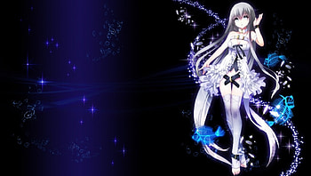 Zodiac, night, pisces, fantasy, girl, long hair HD wallpaper
