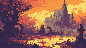 Medieval Cemetery Pixel Art Church, pixel art, medieval, cemetery, church HD wallpaper