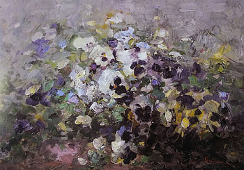 Pansies, pansy, painting, art, pictura, flower, ion grigorescu HD wallpaper