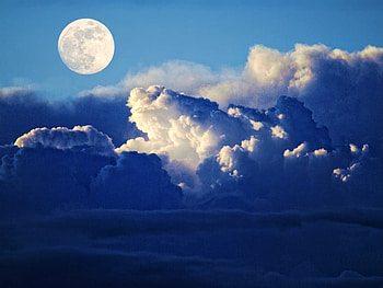 moon and clouds, night, clouds, shining, moon HD wallpaper