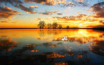 Sunset, sky, nature, lake HD wallpaper