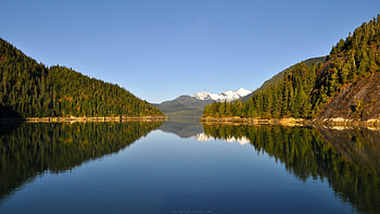 Lake in Alaska, blue, alaska, land, reflection, trees, nature, sky, water, forest HD wallpaper