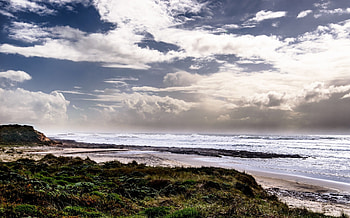 Nature, Sea, Clouds, Waves, Beach HD wallpaper