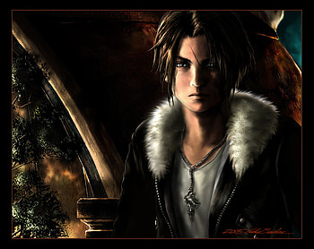 Squall Leonhart, squall, ffviii, necklace, final fantasy, final fantasy viii, lone, final fantasy dissidia, short hair, final fantasy 8, male, blue eyes, jacket, brown hair, ff8, video games, scar, dissidia HD wallpaper