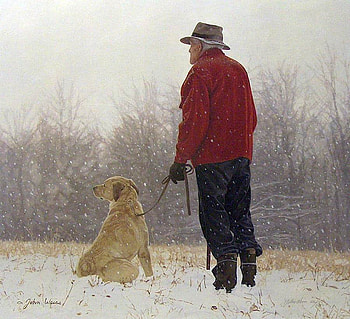 By John Weiss, winter, dog, old, man, john weiss, friend HD wallpaper