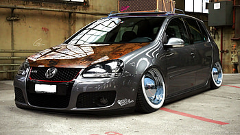 Grey Volkswagen Golf Stance HD wallpaper
