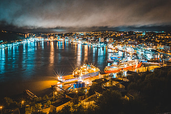 Cities, Lights, Coast, Pier, Night City, Glow, Wharf HD wallpaper