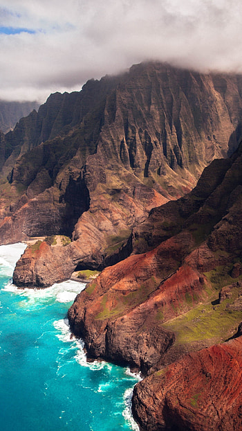 Kauai, Rocky coast, Sea nature, Samsung Galaxy HD phone wallpaper