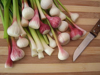 Food, Vegetables, Cutting Board, Garlic, Knife HD wallpaper
