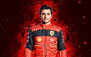 Carlos Sainz Jr, , 2022, red neon lights, Formula 1, Scuderia Ferrari, creative, Ferrari 2022, Ferrari, Carlos Sainz Jr Ferrari, Carlos Sainz Jr HD wallpaper