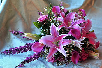 Flowers, Roses, Lilies, Bouquet, Calla, Callas, Tea Tree HD wallpaper