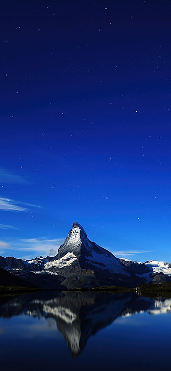 Matterhorn , Night silhouette, Alpine darkness, Nature's majesty HD phone wallpaper