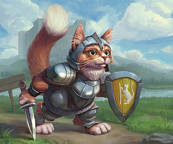 Cat town guard, fantasy, cat HD wallpaper