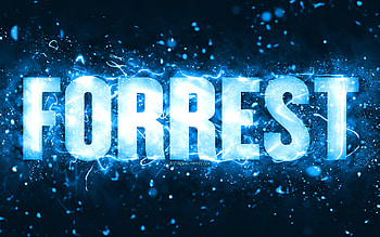 Happy Birtay Forrest, , blue neon lights, Forrest name, creative, Forrest Happy Birtay, Forrest Birtay, popular american male names, with Forrest name, Forrest HD wallpaper