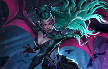 Evelyn, wings, pink, bath, fantasy, green, lol, luminos, vampire HD wallpaper