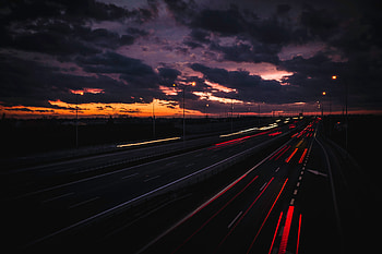 Cities, Clouds, Road, Night City, Mainly Cloudy, Overcast HD wallpaper