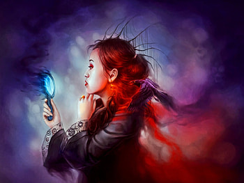 Vanity, mirror, ghost, fantasy, women, dark HD wallpaper