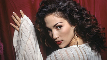 Girl, Model, Beautiful, Jennifer Lopez, White, Dress, Curly, Hair, Red, Curtain, Background, hoot Girls HD wallpaper
