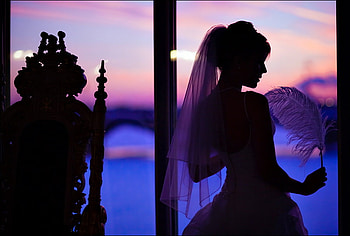 Girl silhouette, blue, girl, beautiful, woman, purple, lady, young, silhouette, sunset HD wallpaper