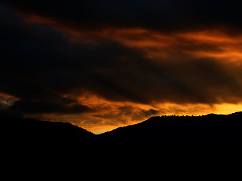 Sunset, Mountains, Clouds, Dark, Cloudy HD wallpaper