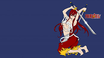 Erza Scarlet, Cat, Anime art, Fairy Tail HD wallpaper