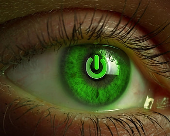 On, power, eye, green HD wallpaper
