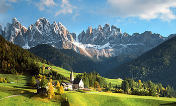 Austrian Alps, Mountain range, Scenic views, Spruce trees HD wallpaper