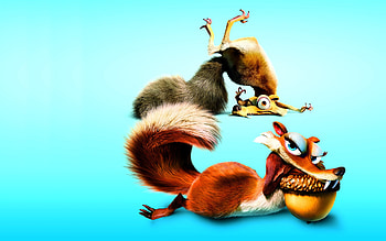 Ice age, blue, animal, ice age animation, movie, funny, scrat, nut, squirrel HD wallpaper
