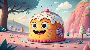 Delightful Pound Cake: A Ultra Experience, pound cake, cake, cartoon, cute, dessert HD wallpaper