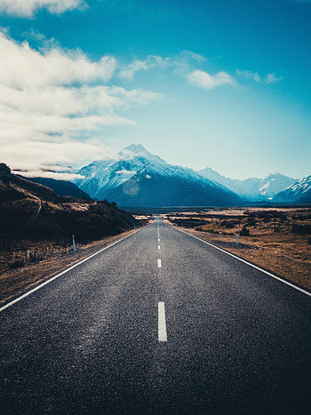 Nature, Mountains, New Zealand, Road, Markup, Asphalt, Mountain Cook, Mount Cook HD phone wallpaper