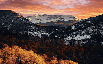 The end of fall in Telluride, Colorado, hills, autumn, colors, landscape, trees, sky, forest, usa HD wallpaper
